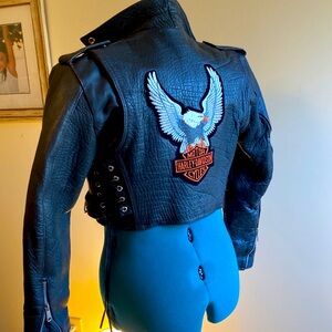XS Harley Davidson women’s vintage leather cropped jacket